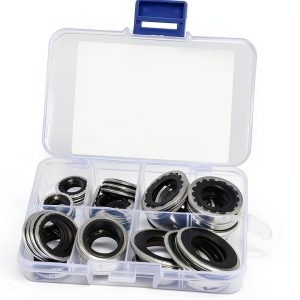 Carleef Car AC Gasket Kit 45pcs Black Alloy Steel Rubber Set-0