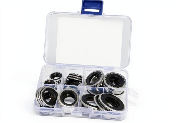 Carleef Car AC Gasket Kit 45pcs Black Alloy Steel Rubber Set-0