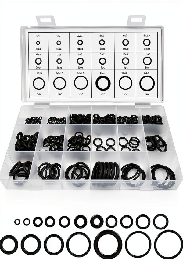 povtii Nitrile O‑Ring Assortment 300pcs Black Gaskets for Automotive-0