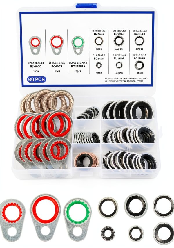 A/C Compressor O Ring Kit bylikeho 60-Piece Silver Rubber Set 15.2mm-0