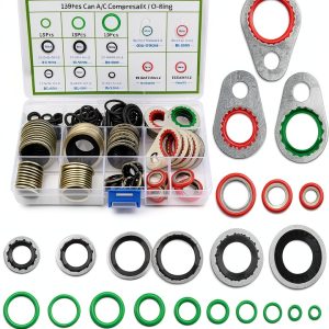 YGDMD AC Seal Kit Steel & Nitrile O‑Rings Green Silver 139‑Piece Set-0