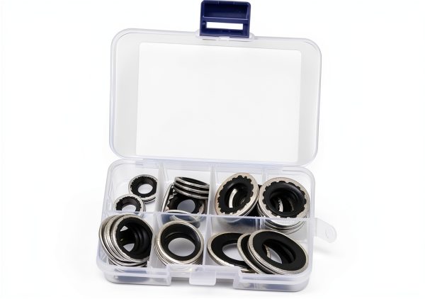 Carleef Car AC Gasket Kit 45pcs Black Alloy Steel Rubber Set-5